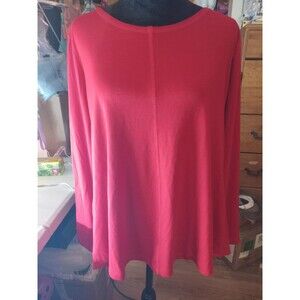 DG2 by Diane Gilman Women's Reversible Neck Flare-Slv Top Ruby